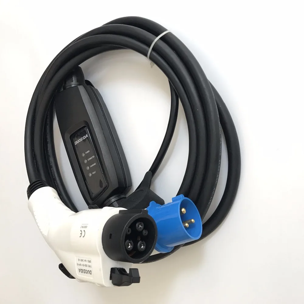 Duosida Rapid EV автомобильное зарядное устройство 16А Level1 250 В портативный синий cee штекер Mode1 DC Ev зарядный кабель для Nissan leaf/yotaka