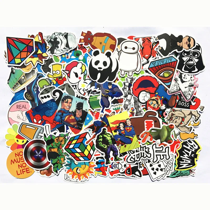 

100 PCS Cartoon PVC Waterproof Sticker DIY Scrapbook Skateboard Guitar Travel Case Sticker Laptop Luggage Car Bicycle Stickers