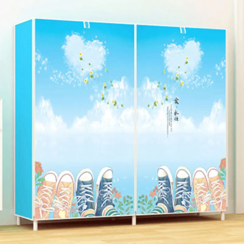 

Creative Cartoon Dustproof Shoe Cabinet Double Row Large Capacity Storage Shoes Rack DIY Combination Shoe Organizer Shelf