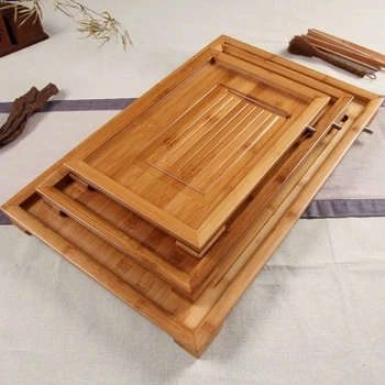 

Home Chinese Style Kung Fu Tea Set Accessories Drainage Bamboo Wood Tea Tray Small Bamboo Tea Table Big Tea Plate
