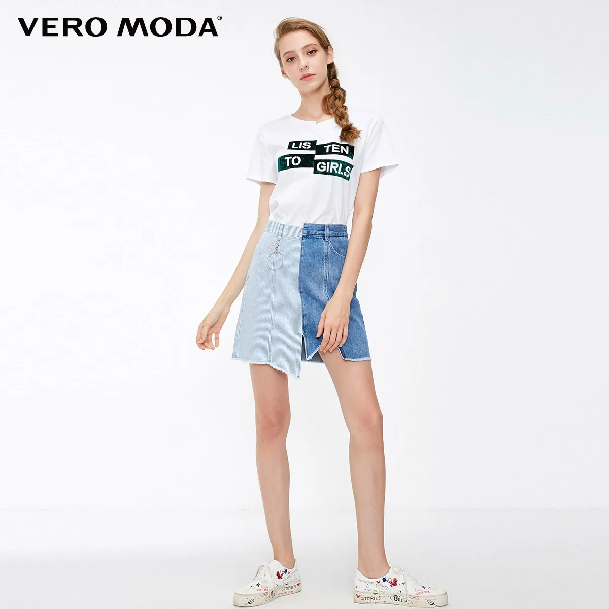 Vero Moda Женская нерегулярная сплайсинга кольцо лоскутное мини джинсовая юбка | 318337514