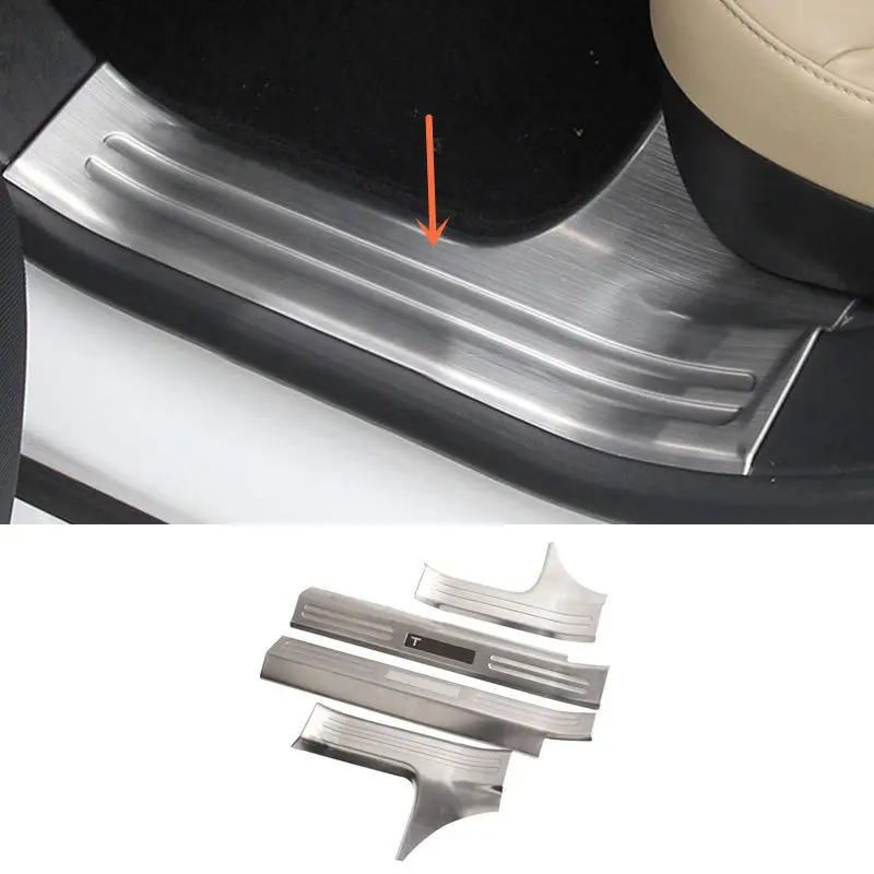 4PCS 304 Stainless steel Door sill Guard Plate For Tesla MODEL S 2015