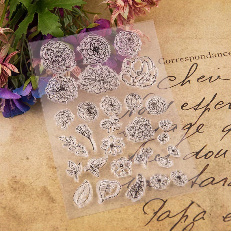 Прозрачные штампы цветок розы штамп листья прозрачный резиновый штамп для бумажные карточки для скрапбукинга изготовление свадебных приглашений DIY