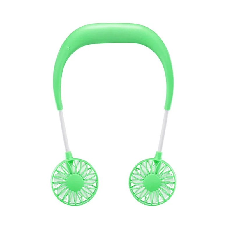 1 шт. USB перезаряжаемый портативный вентилятор для шеи без рук персональный мини-вентилятор для шеи двойной вентилятор 3 скорости регулируемый для дома и офиса - Цвет: green