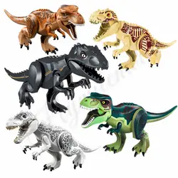 5 шт. Юрский Мир 2 динозавра фигурки тираннозавр рекс индомус Рекс I-Rex собрать строительные блоки действия для детей игрушки