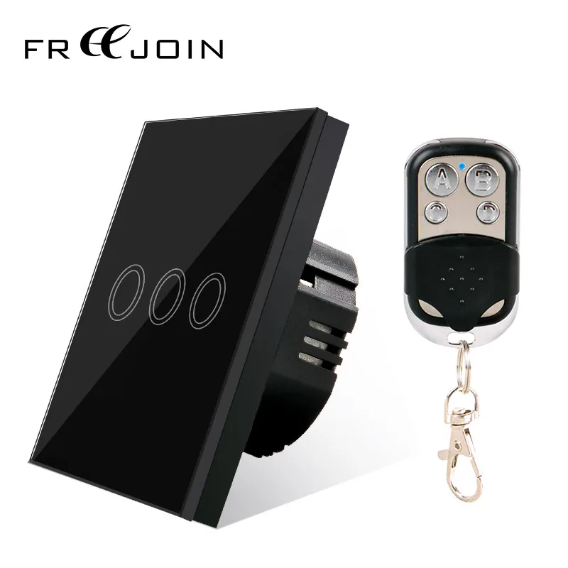 Freejoin EU Standard 3 Gang 1 Way Wireless Remote Control Light Switches RF 433mhz remote Wall Touch Switch 220V for smart home |