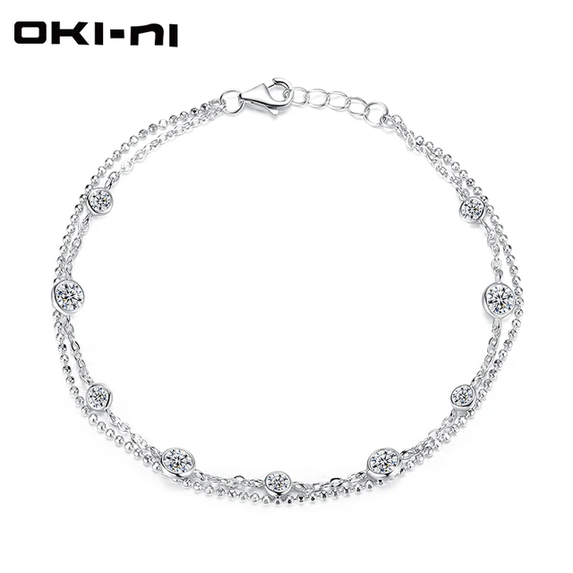 Oki Ni New 925 Sterling Silver Wedding Charm Bracelet Color Oki Ni New 925 Sterling Silver Wedding Charm Bracelet Color Zircon Women Bracelets Bangles