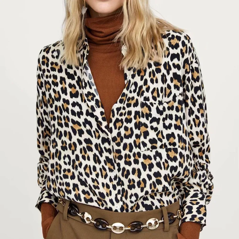 za women animals print blouse Women's Blouse leopard