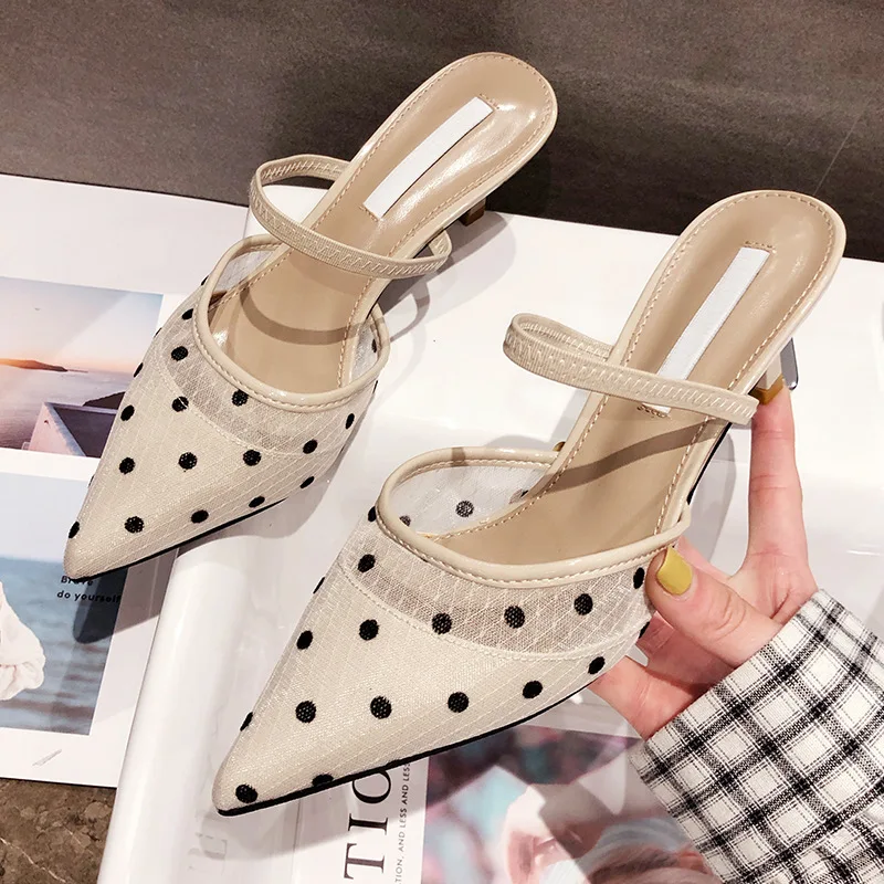 

2019 summer new style simple and simple sexy lace pointed high heels women mesh comfortable stiletto women's shoes