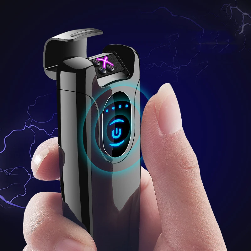 

2019 New Electric Lighter With LED Power Display USB Charging Cigarette Lighter Windproof Arc Plasma Lighters Men Business