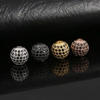 

Hot sale CZ Brass Metal Micro Pave Cubic Zirconia Disco Ball Round Bead Spacer Beads For Jewelry Making DIY Bracelet