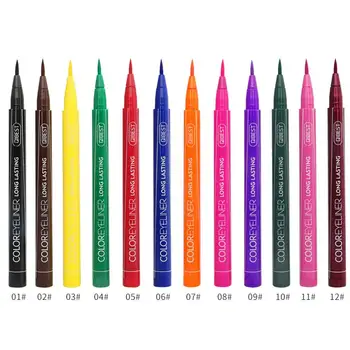 

12pcs/set Waterproof Colorful Liquid Eyeliner Pencils Fast Dry Long Lasting Thin Head Eye Liner Pen Makeup Tools