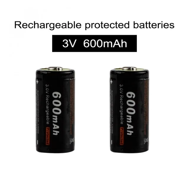 

2pcs/set 600mAh RCR123A battery Rechargeable LiFePO4 16340 with Protected PCB for LED Flashlights Headlamps