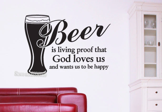 

Beer is living proof Wall Sticker Wall Art Decal Quote Vinyl Sticker Livingroom Wallpaper Home Decoration Modern Mural New LA406