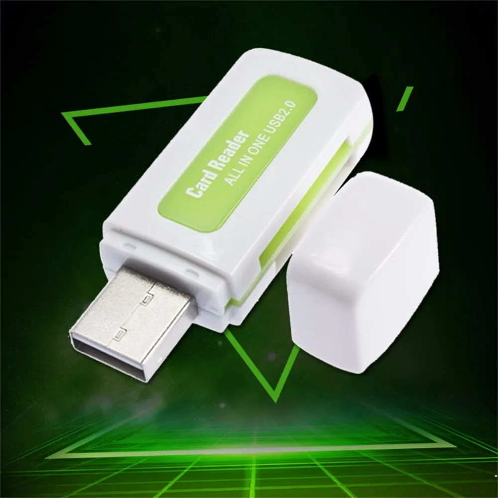 1 шт. USB 2.0 4 в 1 памяти Multi Card Reader для M2 SD SDHC DV Micro SD карты памяти зеленый оптовый магазин