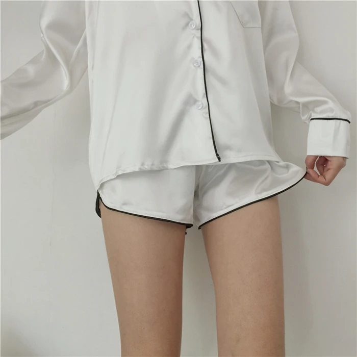 Для женщин s шелковый атлас пижамный комплект 2018 г. Модные, пикантные комплект из двух предметов Женское ночное белье рубашка с длинными