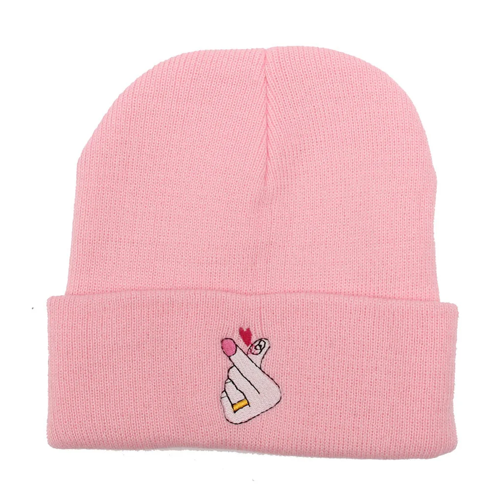 spring autumn new knitted Love finger embroidery Fan children adult wool hat hip hop cap warm boys girls wear beanies 