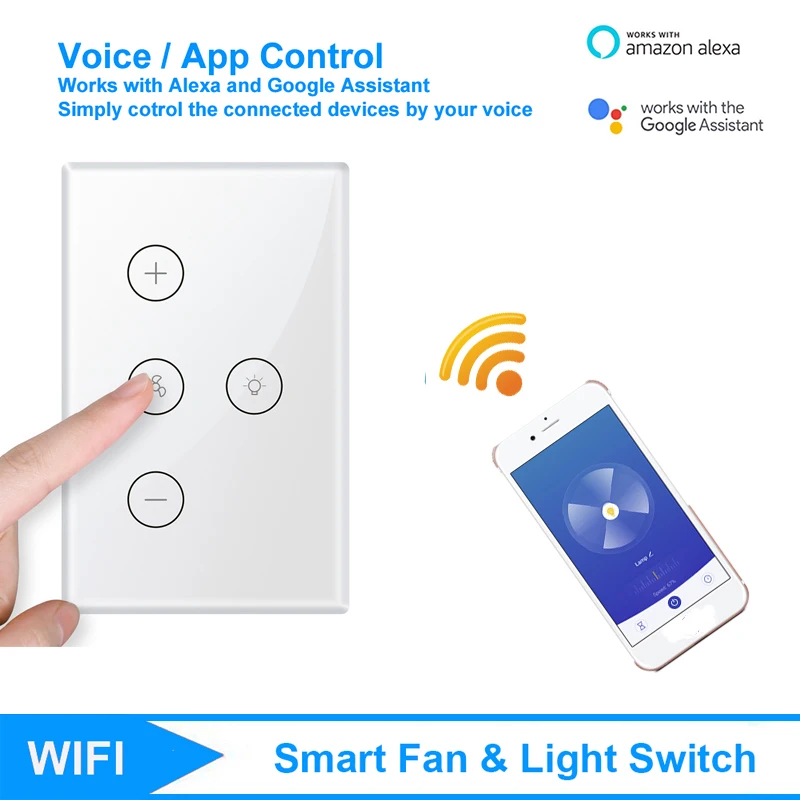 

Smart Home Smart Ceiling Fan Switch APP Remote Control Automation Timer Speed Control Wifi Wireless Switch For Alexa and Google
