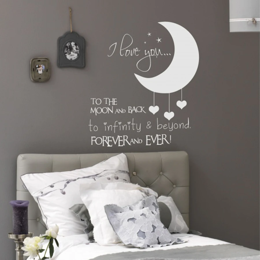 I LOVE YOU TO THE MOON AND BACK NURSERY VINYL WALL DECAL WORDS LETTERING 36" 