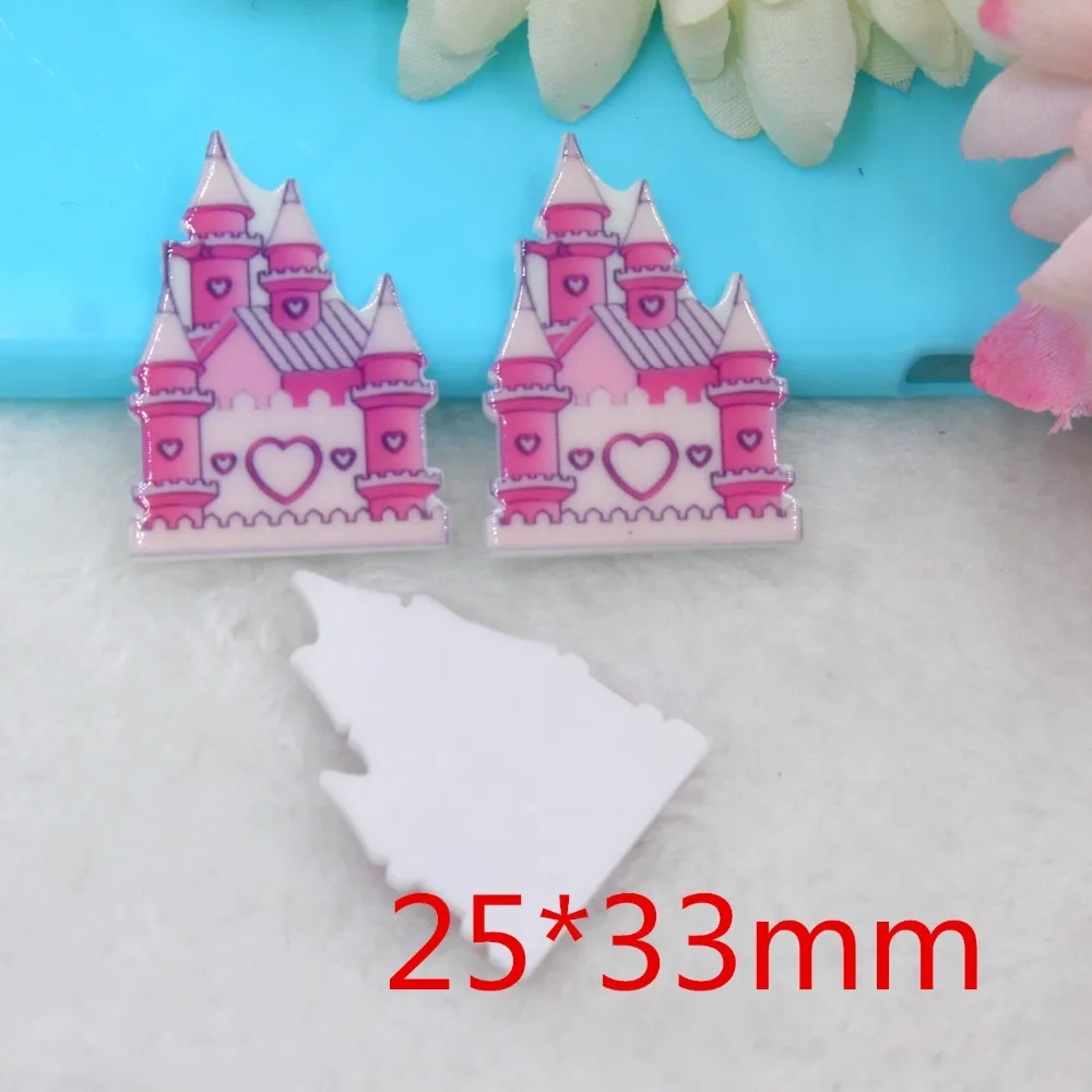 

10pcs/lot flatback resin cabochons accessories DIY planar resin castle in pink color