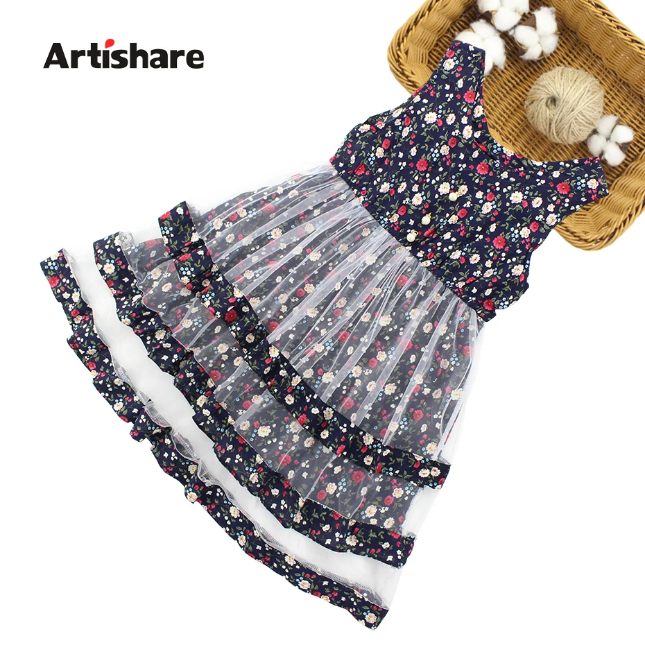 

Artishare Girls Dress Summer Girls Beach Dress Sleeveless Floral Teenage Dress For Girls Elbise 8 10 12 Year Kids Clothes
