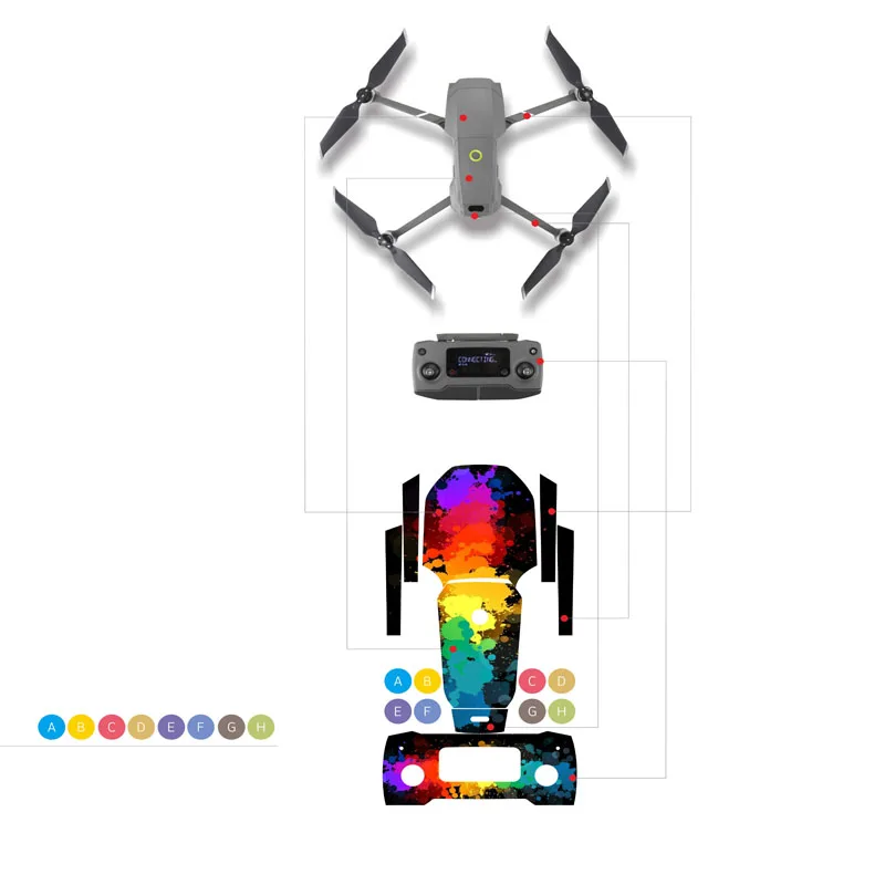 drone Sticker Kit body  battery  remote control Decals skin for DJI mavic 2 pro  Zoom drone accessories 1 (2)