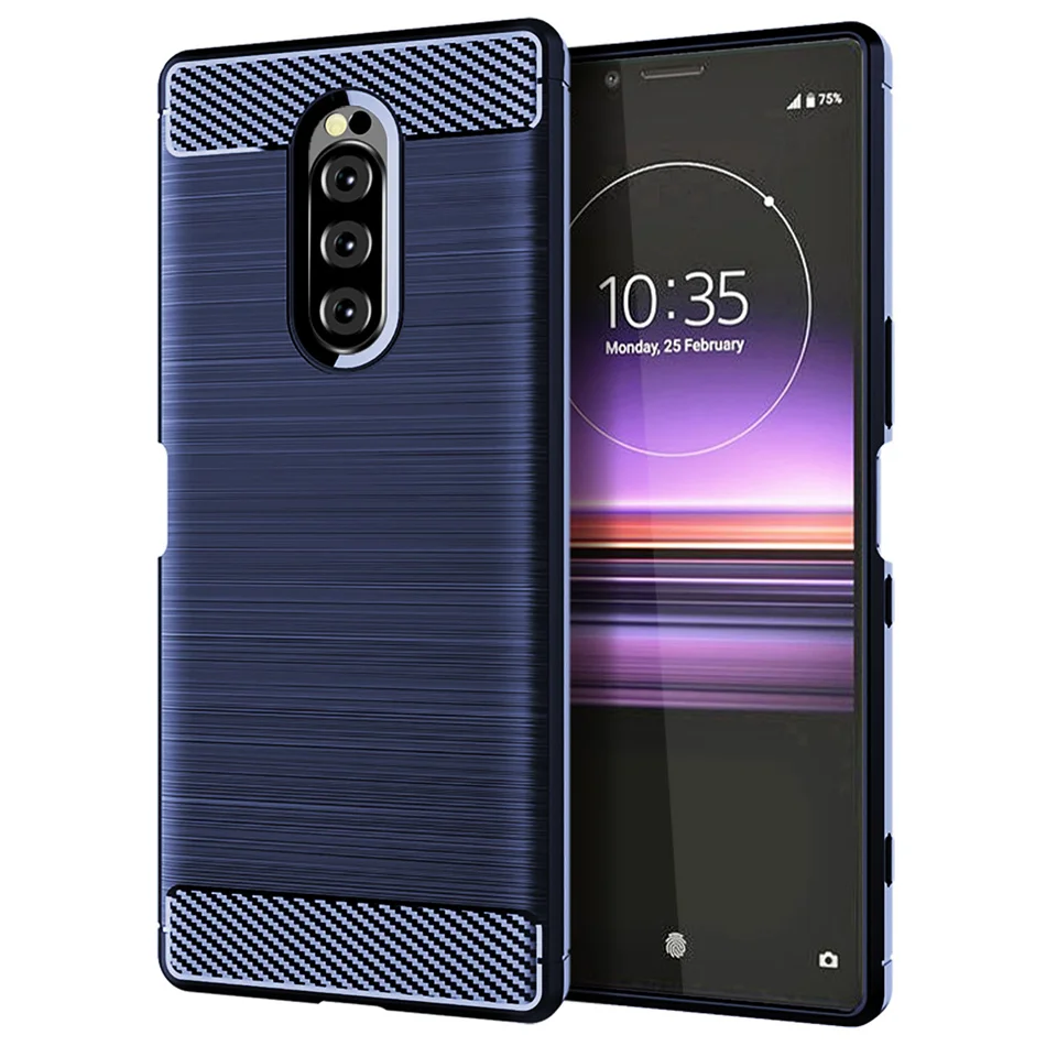 Чехол из углеродного волокна для sony Xperia 20 2, чехол для Xperia 10 XA1 XA2 Plus XA3 Ultra XZ3 XZ4 XZ1 Compact XZ XZ2, мягкий чехол из ТПУ - Цвет: Navy