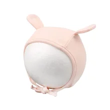 Милая Хлопковая шапочка для маленьких девочек на шнуровке; шапочка для новорожденных; мягкая розовая и белая шапка принцессы с ушками для девочек; весенняя одежда для маленьких девочек