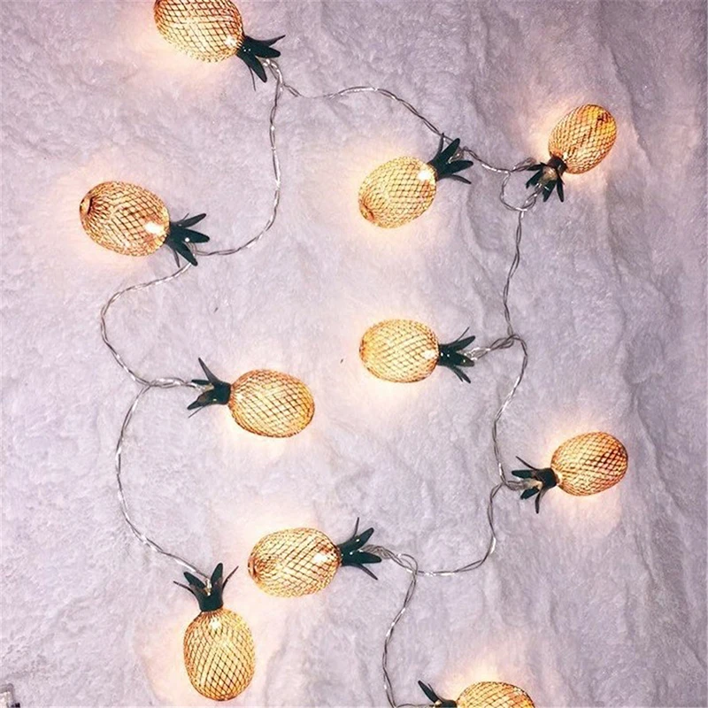 New Year Festival 1.5M Yellow Pineapple Holiday String Light Battery Powered LED Light For Christmas Bedroom Party Decoration