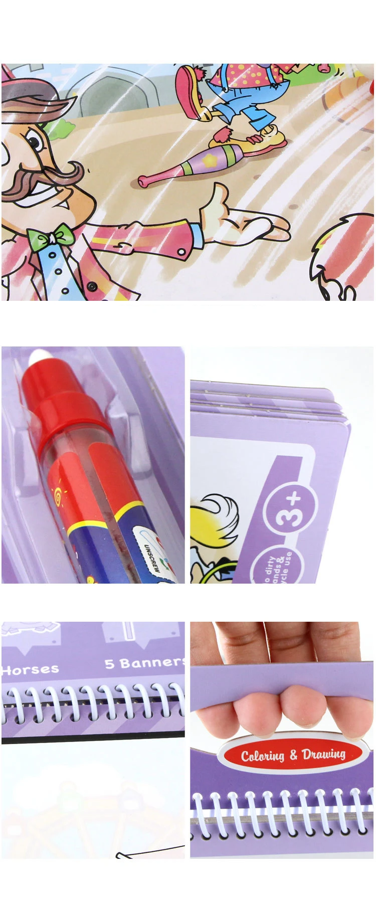 8 цветов дизайна волшебное обесцвечивание воды Рисование книга игрушки набор танбук с волшебной ручкой учебное Рисование доска подарок для детей