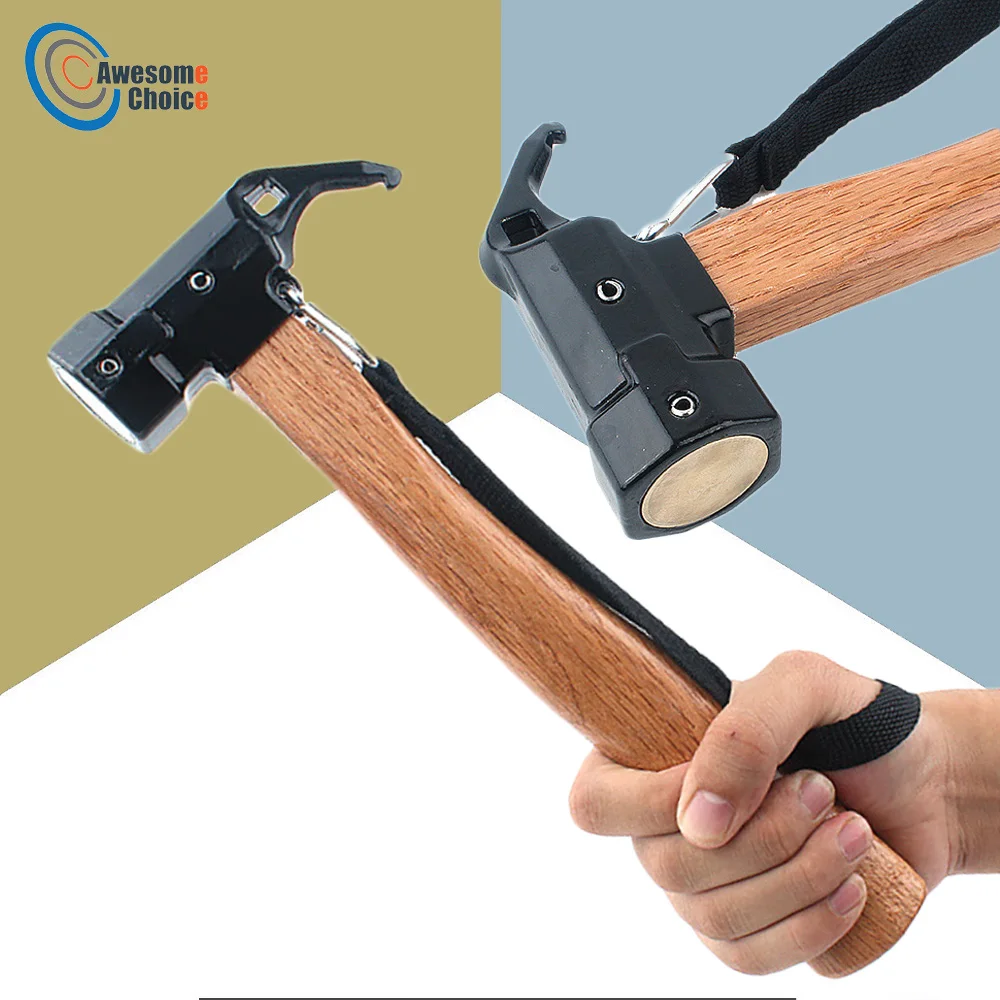 Multi-função de Acampamento Martelo com Alça de Aço Extrator de Unhas Ferramenta de Escalada pá ao ar Ultra Leve Tenda Livre Acessórios Peg
