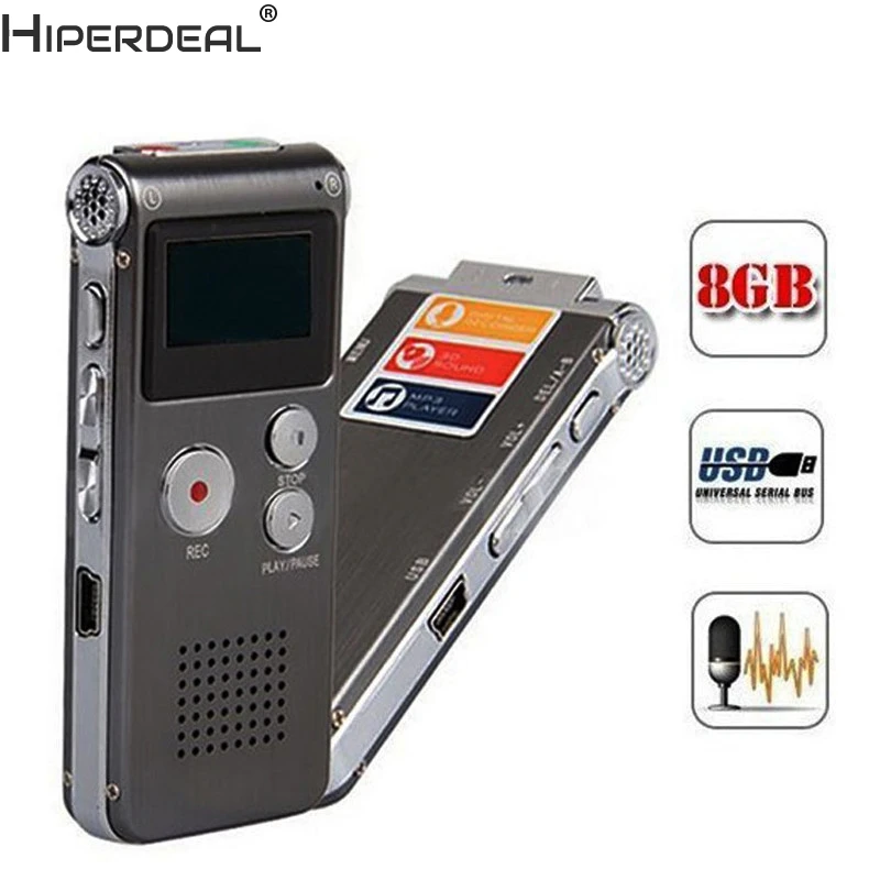 

HIPERDEAL Mp3 Player 8GB Digital Audio Voice Recorder Rechargeable Dictaphone Telephone MP3 Player