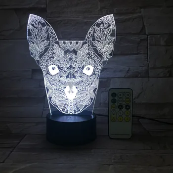 

Big Ear Cat Table Night Light 3D USB touch switch & Remote Control Acrylic engrave 7 Color Gradient Atmosphere Table Lamp 3D-669
