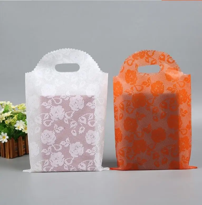 25*40cm 50pcs Large Plastic Gift Shopping Bag with Handles White T shirt Clothes Party Favor ...