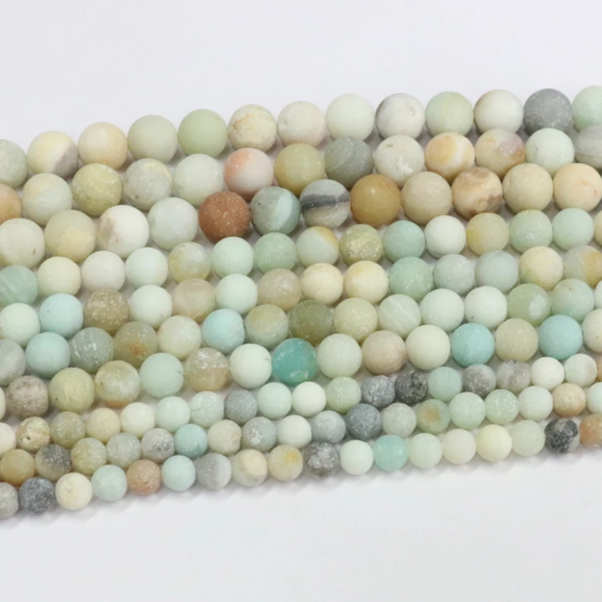 

Jewelry Finding Forest Natural Amazonite Stone Round Bead 4mm 6mm 8mm 10mm Matt Loose Beads For Jewellery Making 15inch B3261