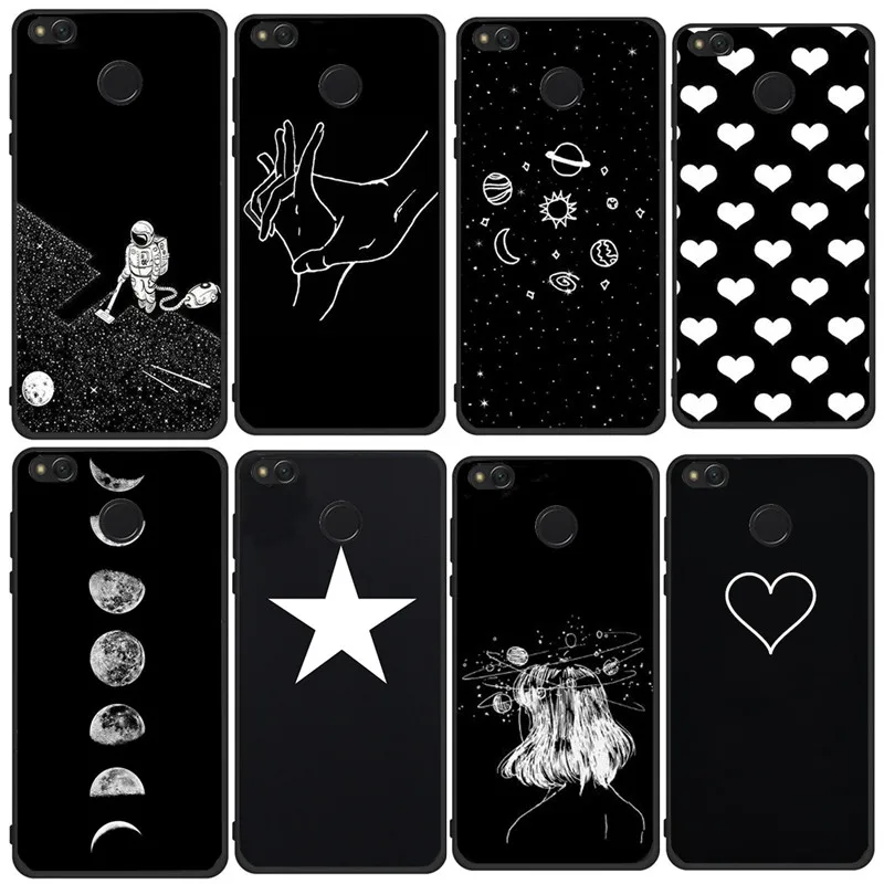 Silicon Case For Xiaomi Redmi 4X Cartoon Soft TPU Back Cover 5A 4A Note 4 Mi A1 5X Phone Black |