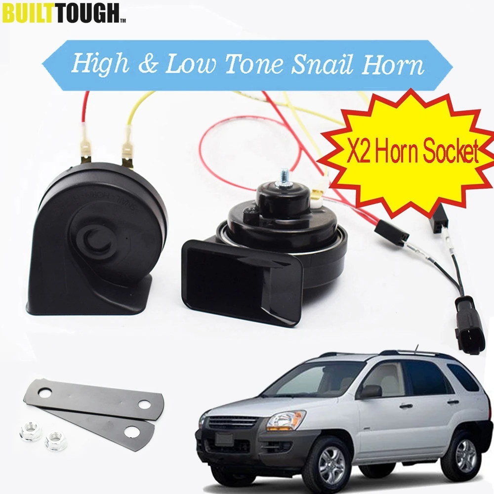 2 Pcs 410/510hz High Low Pitch Snail Horn 12v 110125db Loud Car Horns