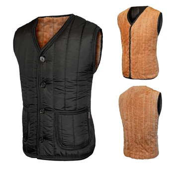 

2018 Rusanranz New Men's Black Fleece Vest with Pocket Winter Sleeveless Outerwear Warm Fleece Liner Vests Plus Size XL-3XL