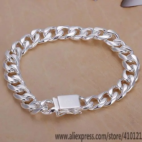 

Wholesale High Quality Jewelry 925 jewelry silver plated fashion for Women best gift SMTH037 fashion 10mm Square Lock Bracelet