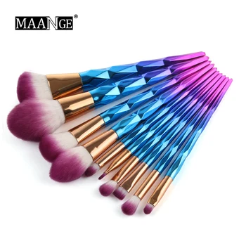 

10pcs Rainbow Diamond Handle Makeup Brushes Set Power Foundation Blush Eyeshadow Blending Multifunction Brush Cosmetic tool Kits