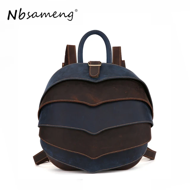 

NBSAMENG Man High Quality Vintage Genuine Cowhide Leather Backpack Causal Travel Cute Insect Bags School Bagpack Plecak