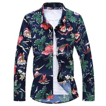 

Clothing Fashion Male Shirt Casual Social Dress Shirts Slim Fit Turn-Down Men Long Sleeve Shirt Mens Hawaiian Shirt Big Size 7XL