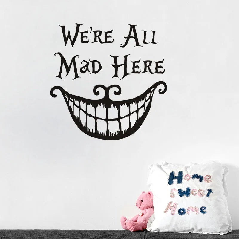 

We Are All Mad Here Mouth Pattern Wall Stickers Home Decor Living Room Creative Vinyl Waterproof Wallpaper Home Decoration
