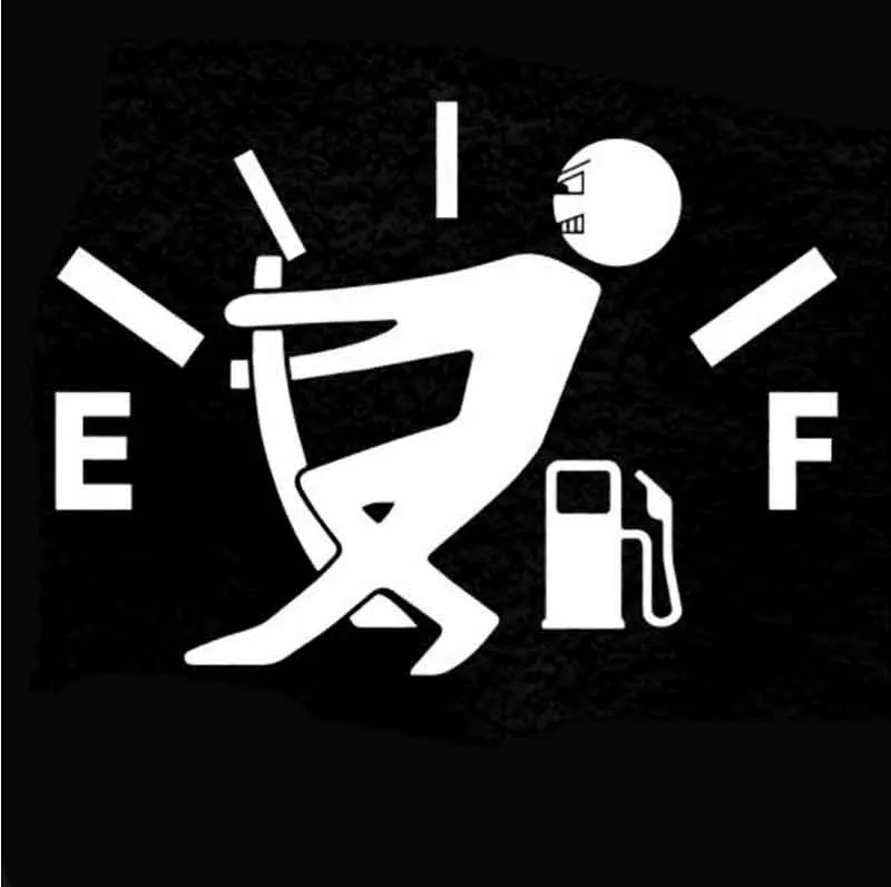 12*9cm Car Styling Car Sticker High Gas Consumption Decal Fuel Gage Empty Funny Vinyl JDM Sticker for Car Fuel tank cover