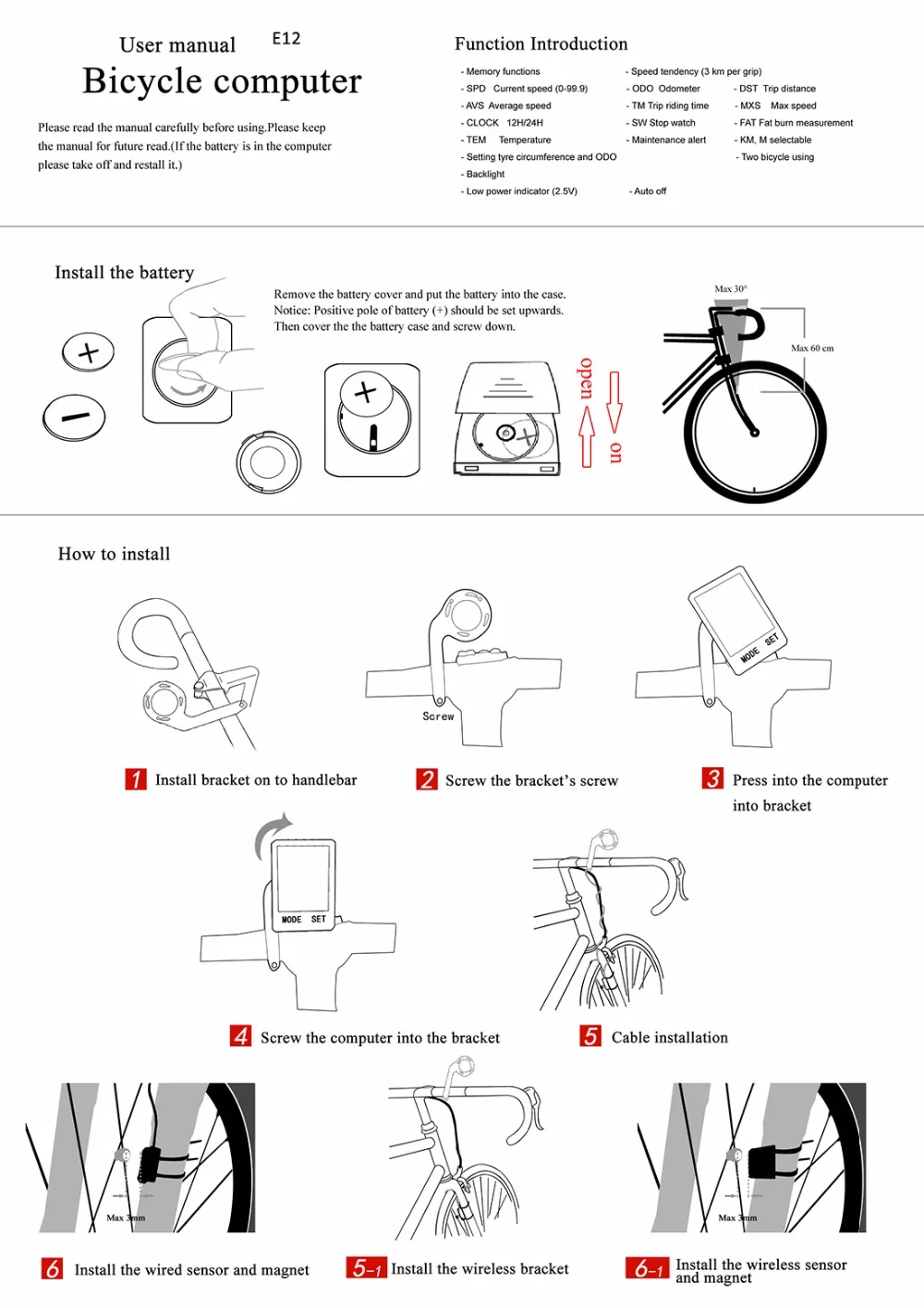 INBIKE компьютер для горного велосипеда 2,8 дюймов Большой экран цифровой спидометр водонепроницаемый беспроводной Велосипедный измеримый секундомер