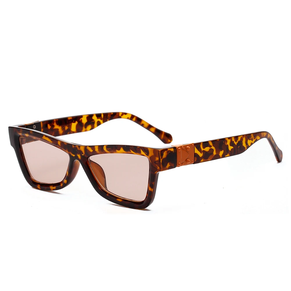 OVZA новые брендовые дизайнерские панковские солнцезащитные очки мужские модные солнцезащитные очки женские прямоугольные черные очки UV400 с защитой от ультрафиолета S0061 - Цвет линз: Leopard