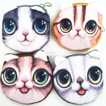 

M040 Cute Coin Purse Cartoon A Variety Of Expressions Big Eyes Flicker Pupil Cat 3D Printing Card Bag