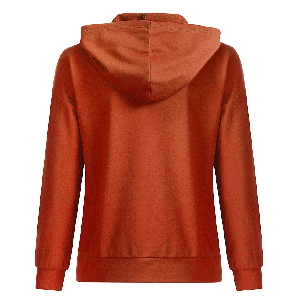 Women Autumn Sweatshirts Ladies Casual Solid Color Long Sleeves Hooded Pullover Sweatshirt Tops Women Hoodies Polerones Mujer