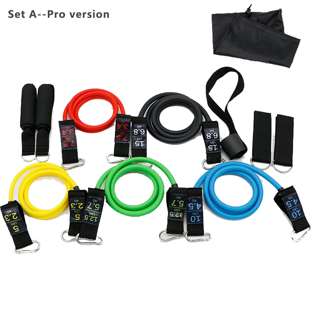 11Pcs/Set Latex Resistance Bands Yoga Exercise Fitness Band Rubber Loop Tube Bands Pull Rope Gym Door Anchor Ankle Straps