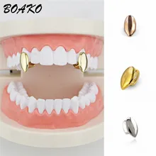 BOAKO золотые и Серебристые зубы Grillz модный раппер Рок Хип-хоп Формочки шапки сверху и снизу Bling из одного декоративные Зубные коронки вечерние украшения для тела